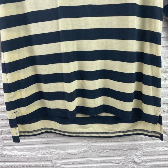 Christopher & Banks NWT Striped Crew T-Shirt 3/4 Sleeves Navy W/ Ombre Yellow M - Picture 6 of 14
